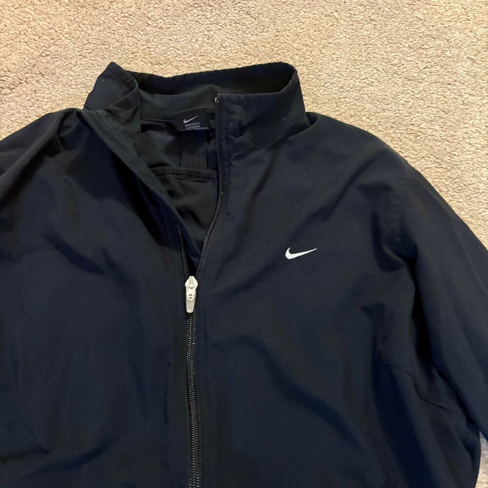 VTG Nike Windbreaker Jacket Mens Size M Black Zip Up Nike Swoosh 90s Pockets - Picture 2 of 6